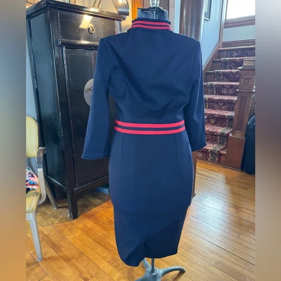 NWT Boden Annette Ponte Navy & Red Dress w 3/4 Sleeves Sz 10 US Dress like Kate! - Picture 3 of 15